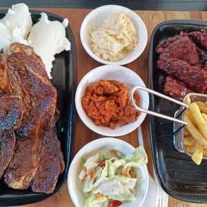 Pap, 2 Slalads, Ribs, Chips & Stake