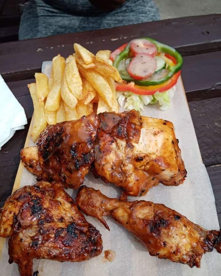 Half Smoked Chicken With Fries & Salad